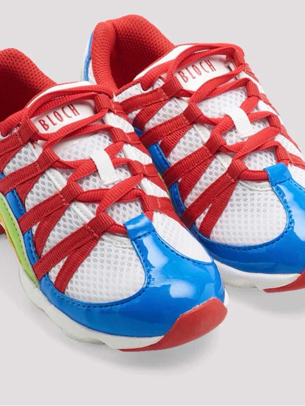 Bloch Dance split sole dance shoes in White, Blue, Yellow & Red